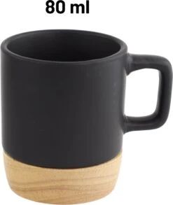 Orange85 Espresso Kopjes - Zwart - Set Van 4 - Met Bamboe Onderzetter - Met Oor - Koffiekopjes -Skimask 1010x1200 3