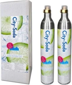City-Soda 2 X Originele Koolzuurcilinder Geschikt Voor SodaStream (geen Quick Connect), Aarke & Levivo, ION Water Cooler En MySoda - Co2 Cilinder Tot 60 Liter Bruiswater Per Vulling -Skimask 1012x1200 1