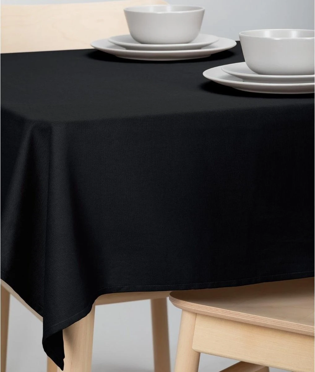 Merkloos Tafellaken-Tafelzeil - Dordogne 160cm Poly/katoen Zwart 4 Merkloos Tafellaken-Tafelzeil - Dordogne 160cm Poly/katoen Zwart - Afbeelding 2
