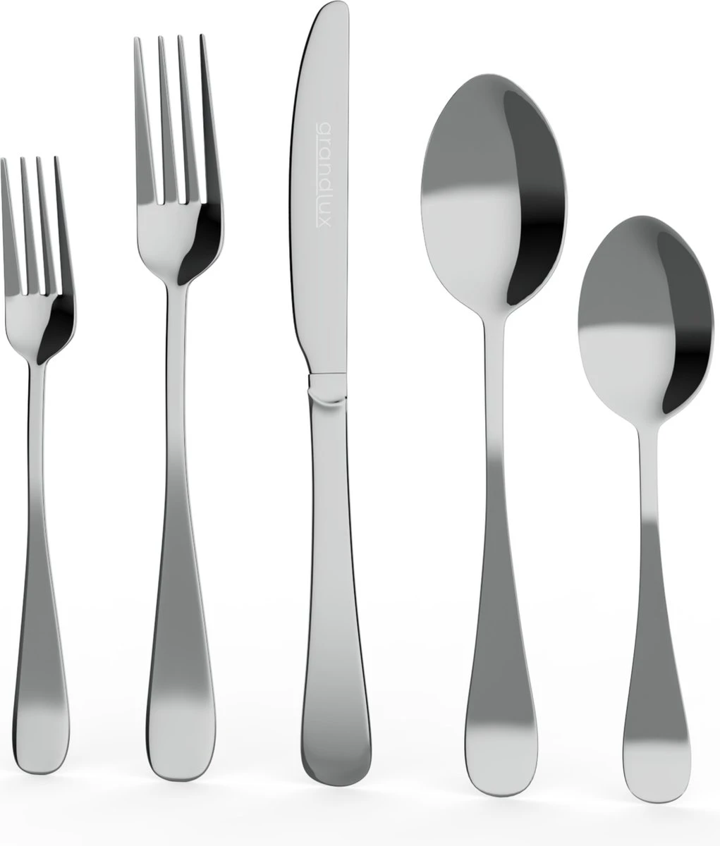 Grandlux Bestekset 6 Persoons 30-delig - Zilver Bestek - Messen, Vorken, Lepels - Cutlery Set - RVS 3 Grandlux Bestekset 6 Persoons 30-delig - Zilver Bestek - Messen, Vorken, Lepels - Cutlery Set - RVS