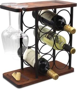 Nezr® Wijnrek - Luxe Design - Wijnrek Hout - Wijnrek Metaal - Wijnglashouder - Wijnfleshouder - Bruin -Skimask 1036x1200 2