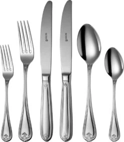 Sola Bestekset Symphony - Klassiek - 6 Persoons - 50 Delig - Zilverwit Edelstaal 18/10 - RVS - Zilver -Skimask 1042x1200