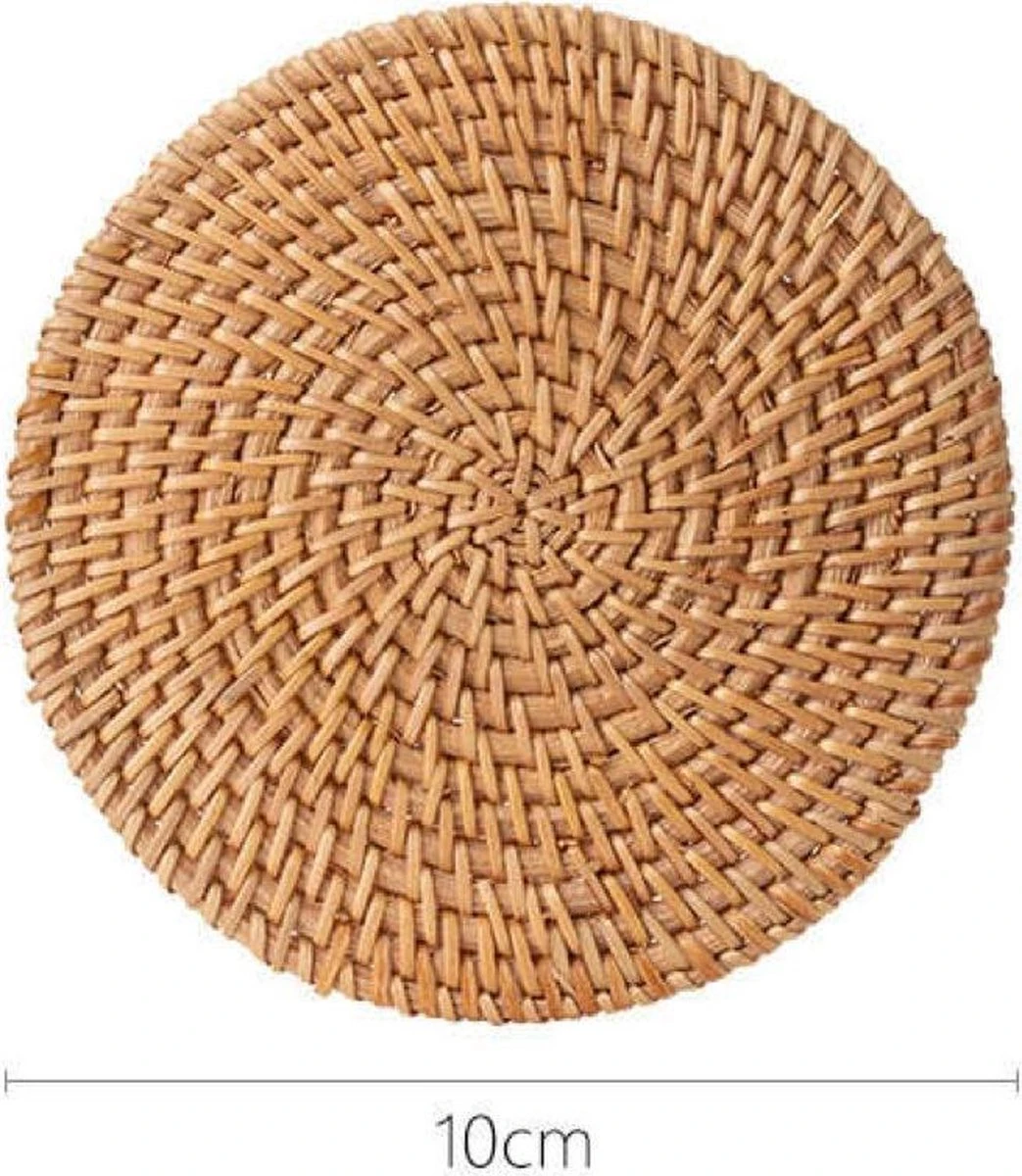 Bamboe Onderzetters - Set Van 2 Stuks - Onderzetters Voor Glazen - 10 CM Diameter – Duurzaam/Milieuvriendelijk - Licht Bruin 5 Bamboe Onderzetters - Set Van 2 Stuks - Onderzetters Voor Glazen - 10 CM Diameter – Duurzaam/Milieuvriendelijk - Licht Bruin - Afbeelding 3