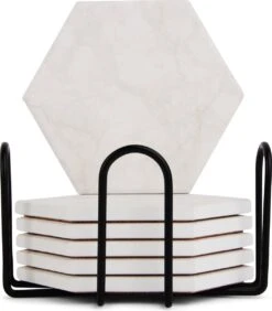 Castagnola Keramische Onderzetters Met Houder – Onderzetters Voor Glazen – Onderzetters Design – Onderzettersset – Drink Onderzetters – Keramisch – Kurk – Set Van 6 – Offwhite -Skimask 1050x1200 6