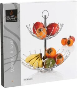 Dubbele Etagere Fruitschaal/fruitmand Rond Zilver Metaal 36 X 40 Cm - Fruitschalen/fruitmanden - Draadmand Van Metaal -Skimask 1057x1200 3