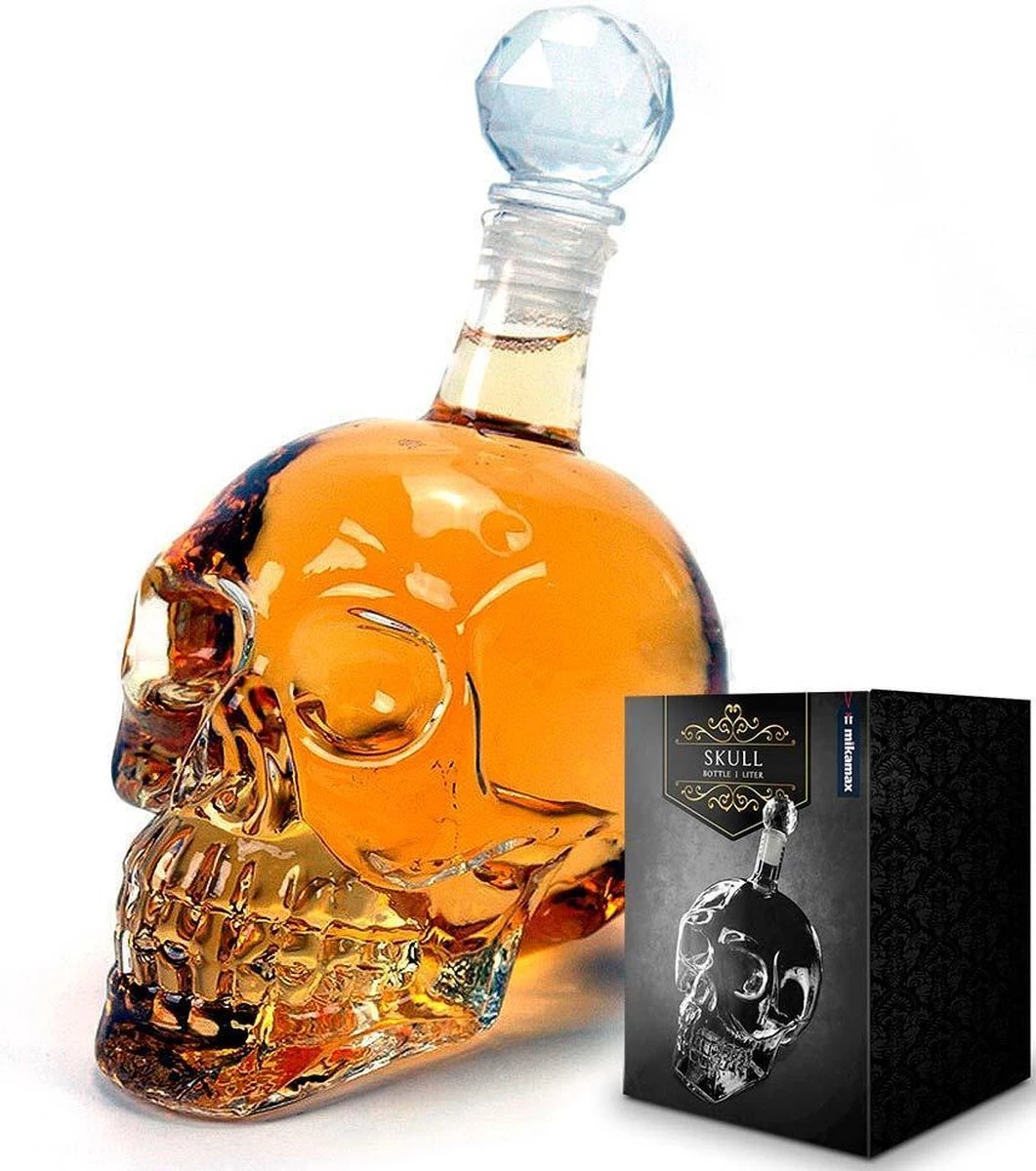 MikaMax Skull Bottle - Whiskey Karaf - Decanteer Karaf - Schedel - Karaf - 1 Liter - Glas 3 MikaMax Skull Bottle - Whiskey Karaf - Decanteer Karaf - Schedel - Karaf - 1 Liter - Glas