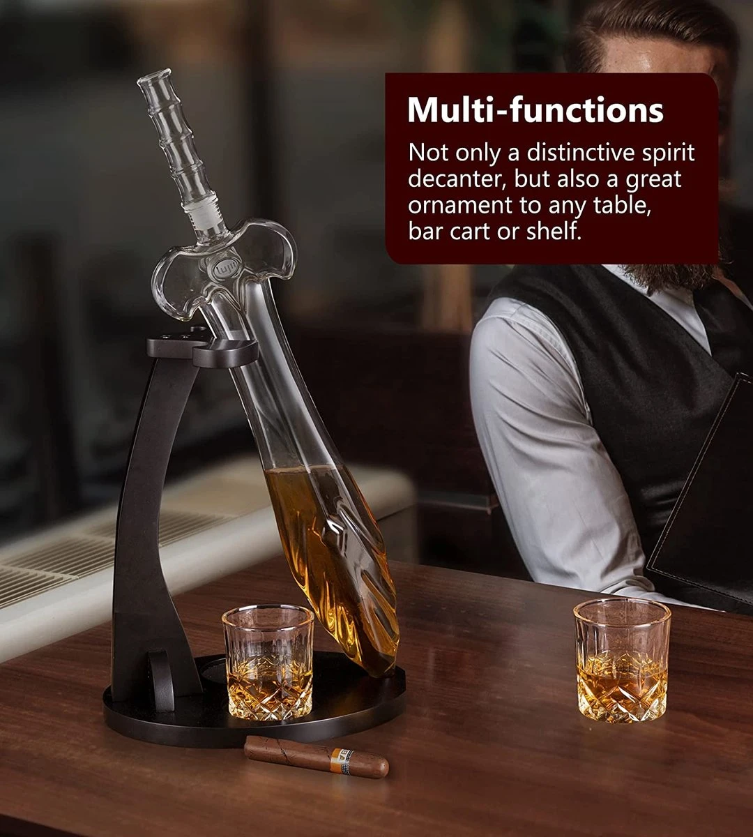 Merkloos Whiskey Decanter Sets - Whisky Decanter & Glass Set | Crystal Decanter Set - Whisky Glazen En Karaf Set - Whiskey Karaf - Luxe Whiskey Set Met Karaf En Glazen - Whiskey Cadeau Set 6 Merkloos Whiskey Decanter Sets - Whisky Decanter & Glass Set | Crystal Decanter Set - Whisky Glazen En Karaf Set - Whiskey Karaf - Luxe Whiskey Set Met Karaf En Glazen - Whiskey Cadeau Set - Afbeelding 4