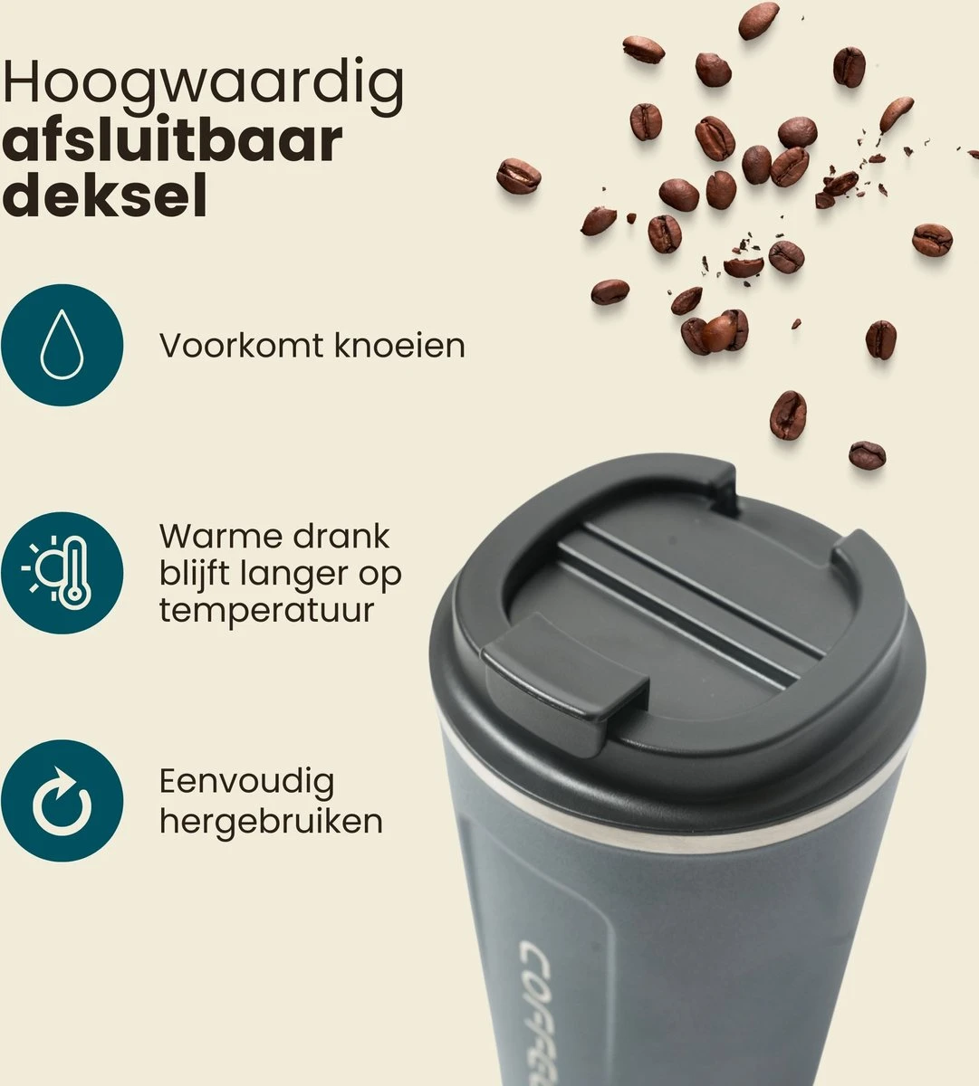 LaCardia Koffiebeker To Go Premium Blauw – Thermosbeker – Theebeker – 380ML – Herbruikbaar 4 LaCardia Koffiebeker To Go Premium Blauw – Thermosbeker – Theebeker – 380ML – Herbruikbaar - Afbeelding 2