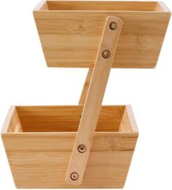 Merkloos Decopatent® 2 Laags Dubbele Fruitschaal - Bamboe Hout - Staande Fruitmand Etagere - Afm: 32 X 19.5 X 23 Cm. -Skimask 1086x1200 7