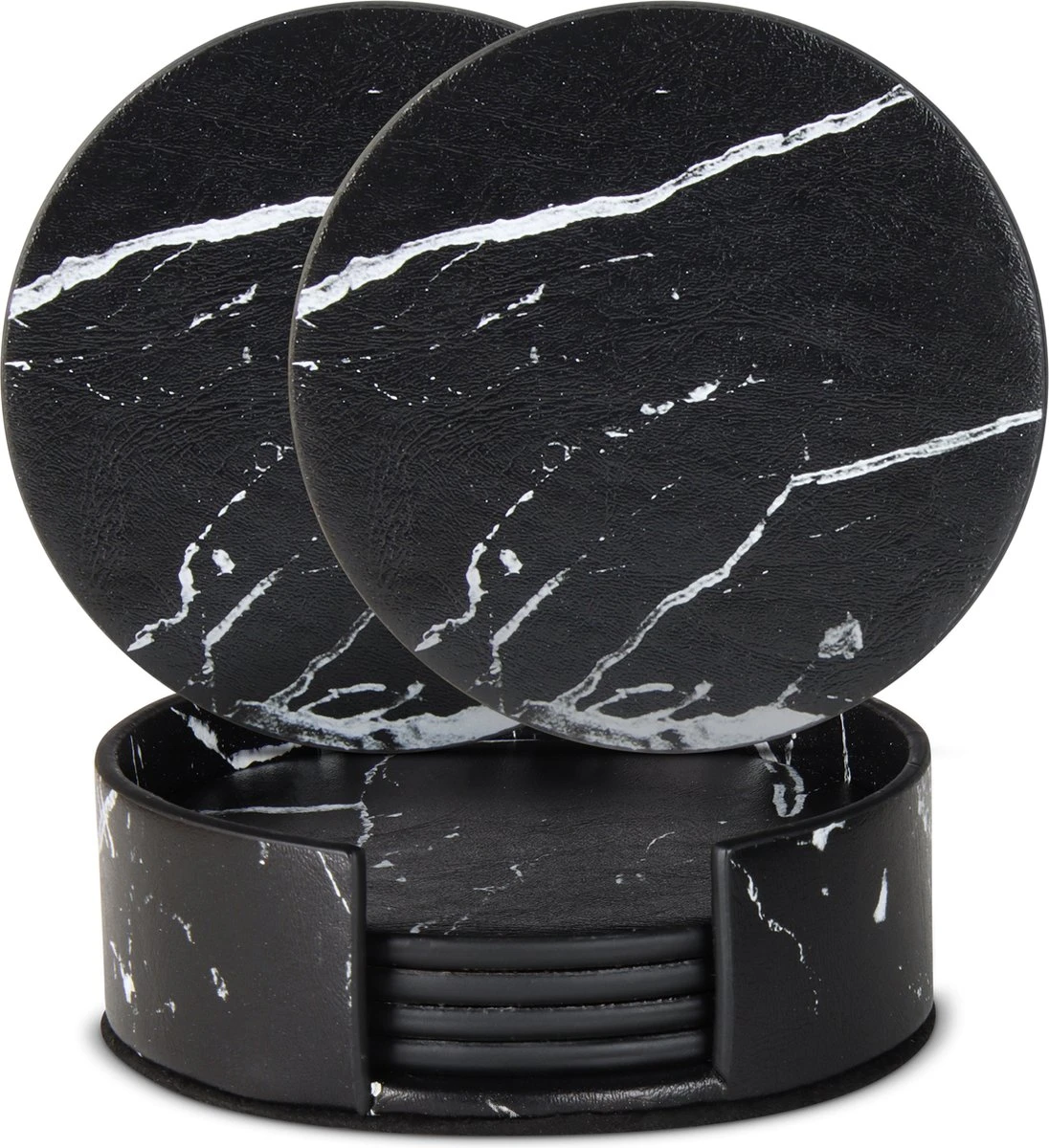 Castagnola Lederen Onderzetters Met Houder – Onderzetters Voor Glazen – Onderzetters Design – Onderzettersset – Drink Onderzetters – Leder – Leren Onderzetters – Set Van 6 – Zwart/Wit 3 Castagnola Lederen Onderzetters Met Houder – Onderzetters Voor Glazen – Onderzetters Design – Onderzettersset – Drink Onderzetters – Leder – Leren Onderzetters – Set Van 6 – Zwart/Wit