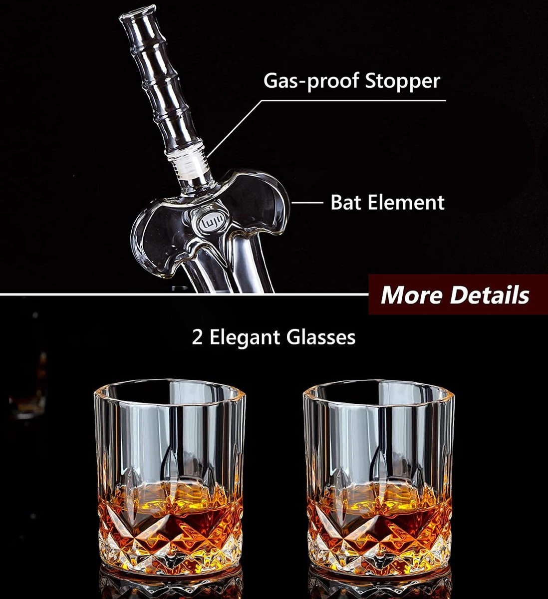 Merkloos Whiskey Decanter Sets - Whisky Decanter & Glass Set | Crystal Decanter Set - Whisky Glazen En Karaf Set - Whiskey Karaf - Luxe Whiskey Set Met Karaf En Glazen - Whiskey Cadeau Set 5 Merkloos Whiskey Decanter Sets - Whisky Decanter & Glass Set | Crystal Decanter Set - Whisky Glazen En Karaf Set - Whiskey Karaf - Luxe Whiskey Set Met Karaf En Glazen - Whiskey Cadeau Set - Afbeelding 3