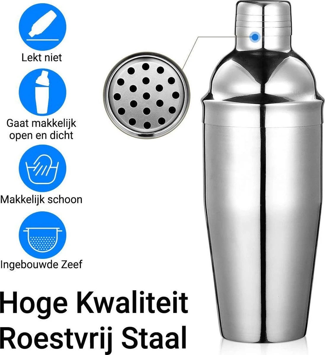 Merkloos Cocktail Set - Cocktail Shaker Set 6 Delig - RVS - Cocktailshaker 750ml - Cocktail Accessoires - Cocktail - Mix Drank - Cocktail Receptboekje - Cocktail Shake Beker 4 Merkloos Cocktail Set - Cocktail Shaker Set 6 Delig - RVS - Cocktailshaker 750ml - Cocktail Accessoires - Cocktail - Mix Drank - Cocktail Receptboekje - Cocktail Shake Beker - Afbeelding 2