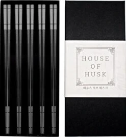 House Of Husk Chopsticks Set - Koreaanse Eetstokjes - Vaatwasserbestendig - RVS - 5 Paar - Lux Zwart