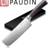 PAUDIN N6 Professioneel RVS Japans Nakiri Mes - 17,5 Cm - Hoogwaardig Roestvast Duits Carbonstaal - Damascus Patroon - Cadeau Tip