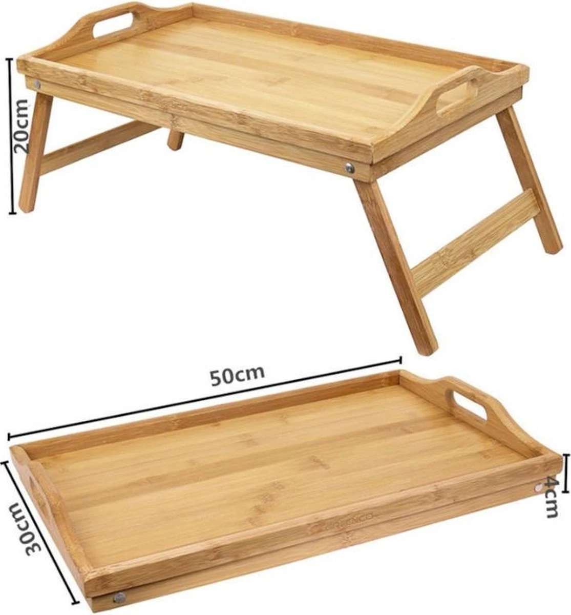 Merkloos Decopatent® Bamboe Inklapbare Bedtafel Voor Op Bed Met Dienblad - Houten Bedtafelje - Laptoptafel - Ontbijt Bed - Bank Dienblad 4 Merkloos Decopatent® Bamboe Inklapbare Bedtafel Voor Op Bed Met Dienblad - Houten Bedtafelje - Laptoptafel - Ontbijt Bed - Bank Dienblad - Afbeelding 2