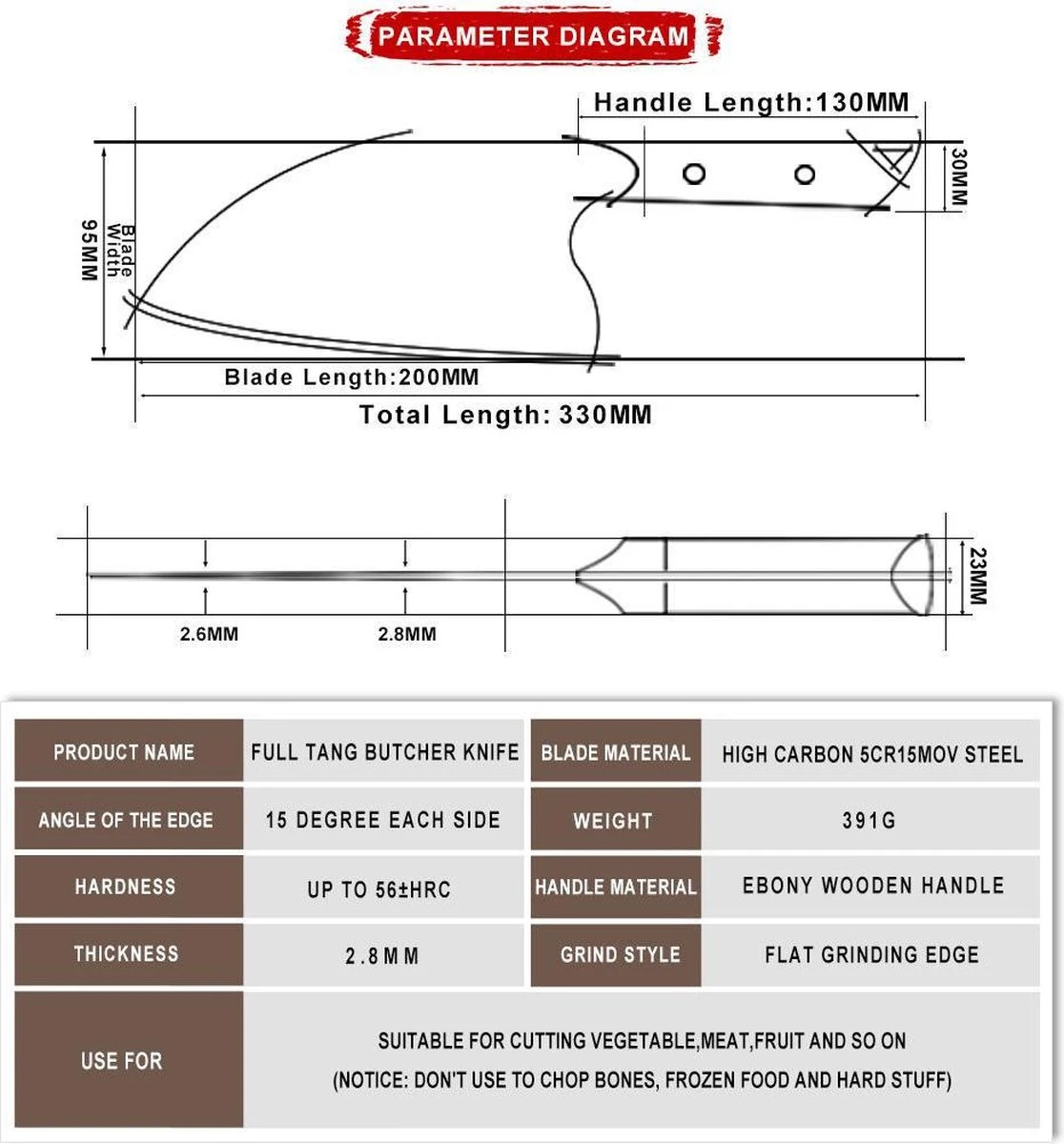 Hakbijl - Slagersmes - BBQ - Handmade - Hak Mes - Mes - Mannen - Koken - BBQ Master - Roestvrij Staal - Stoer - Handgemaakt - Koksmes - CADEAU TIP! 10 Hakbijl - Slagersmes - BBQ - Handmade - Hak Mes - Mes - Mannen - Koken - BBQ Master - Roestvrij Staal - Stoer - Handgemaakt - Koksmes - CADEAU TIP! - Afbeelding 8