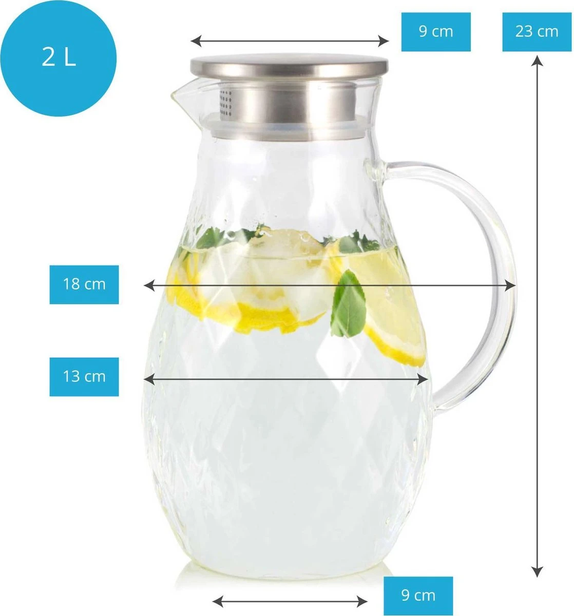 JCPKitchen Waterkan Met Filter - 2L - Glas 9 JCPKitchen Waterkan Met Filter - 2L - Glas - Afbeelding 7