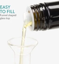 Navaris Set Van Oliefles En Azijnfles - Twee Navulbare Flesjes Met Schenktuit - Glazen Flessen Met Dispenser Voor Azijn En Olie - In Houten Houder -Skimask 1119x1200 11