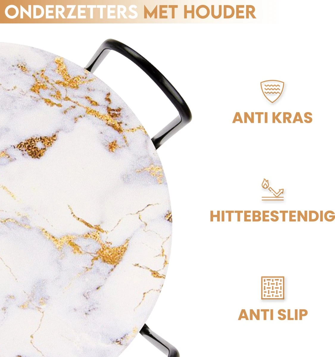 Castagnola Keramische Onderzetters Met Houder – Onderzetters Voor Glazen – Onderzetters Design – Onderzettersset – Drink Onderzetters – Keramisch – Kurk – Set Van 6 – Wit/Goud 6 Castagnola Keramische Onderzetters Met Houder – Onderzetters Voor Glazen – Onderzetters Design – Onderzettersset – Drink Onderzetters – Keramisch – Kurk – Set Van 6 – Wit/Goud - Afbeelding 4