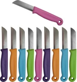 Solingen Schilmesje - RVS Glad - 16 Cm Met "Blade Cover" - Mix Kleur - 10 Stuks