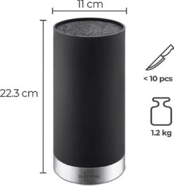 Silberthal Messenblok - Zonder Messen - Universeel - Uitneembaar Borstelinzetstuk - Rond - Zwart - Cadeau