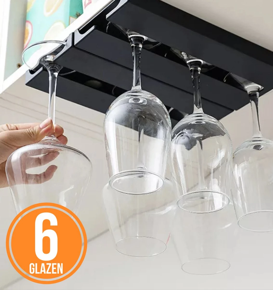 Keufens Wijnglazenhouder Matzwart | Voor 6 Wijnglazen | Wijnrek Hangend | Glazenrek | Wijnglazenrek | Glasophangrek | Wijnglasrek | Ophangrek Glazen | Bar Accessoires 5 Keufens Wijnglazenhouder Matzwart | Voor 6 Wijnglazen | Wijnrek Hangend | Glazenrek | Wijnglazenrek | Glasophangrek | Wijnglasrek | Ophangrek Glazen | Bar Accessoires - Afbeelding 3