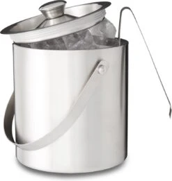 Relaxdays - Ijsemmer Met Tang En Deksel 2 Liter - Ijsblokjesemmer Zilver - RVS