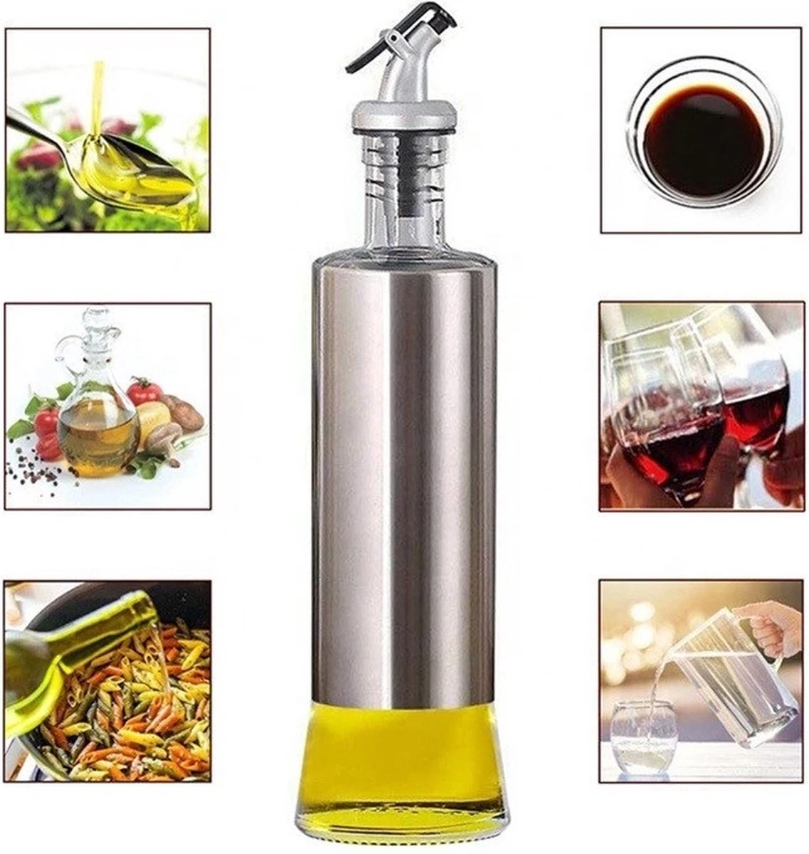 Waterval RVS Olijfoliefles Set Deluxe 500ML - Olieflessen Met Schenktuit – 3 Olijfolie Flessen - Olie Fles Glas - Cadeautip 12 Waterval RVS Olijfoliefles Set Deluxe 500ML - Olieflessen Met Schenktuit – 3 Olijfolie Flessen - Olie Fles Glas - Cadeautip - Afbeelding 10