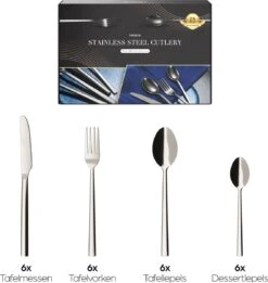 Nevana Bestekset - 24 Delig - 18/10 Edelstaal - Bestek - Lepels, Messen, Vorken 11 Nevana Bestekset - 24 Delig - 18/10 Edelstaal - Bestek - Lepels, Messen, Vorken -Skimask 1137x1200 4