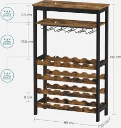IN.HOMEXL - Shanco Wijnrek Voor 24 Flessen - Industrieel - Wijnrek Metaal - Bruin / Zwart - Flessenrek - 66 X 30 X 100 Cm 12 IN.HOMEXL - Shanco Wijnrek Voor 24 Flessen - Industrieel - Wijnrek Metaal - Bruin / Zwart - Flessenrek - 66 X 30 X 100 Cm -Skimask 1137x1200 7