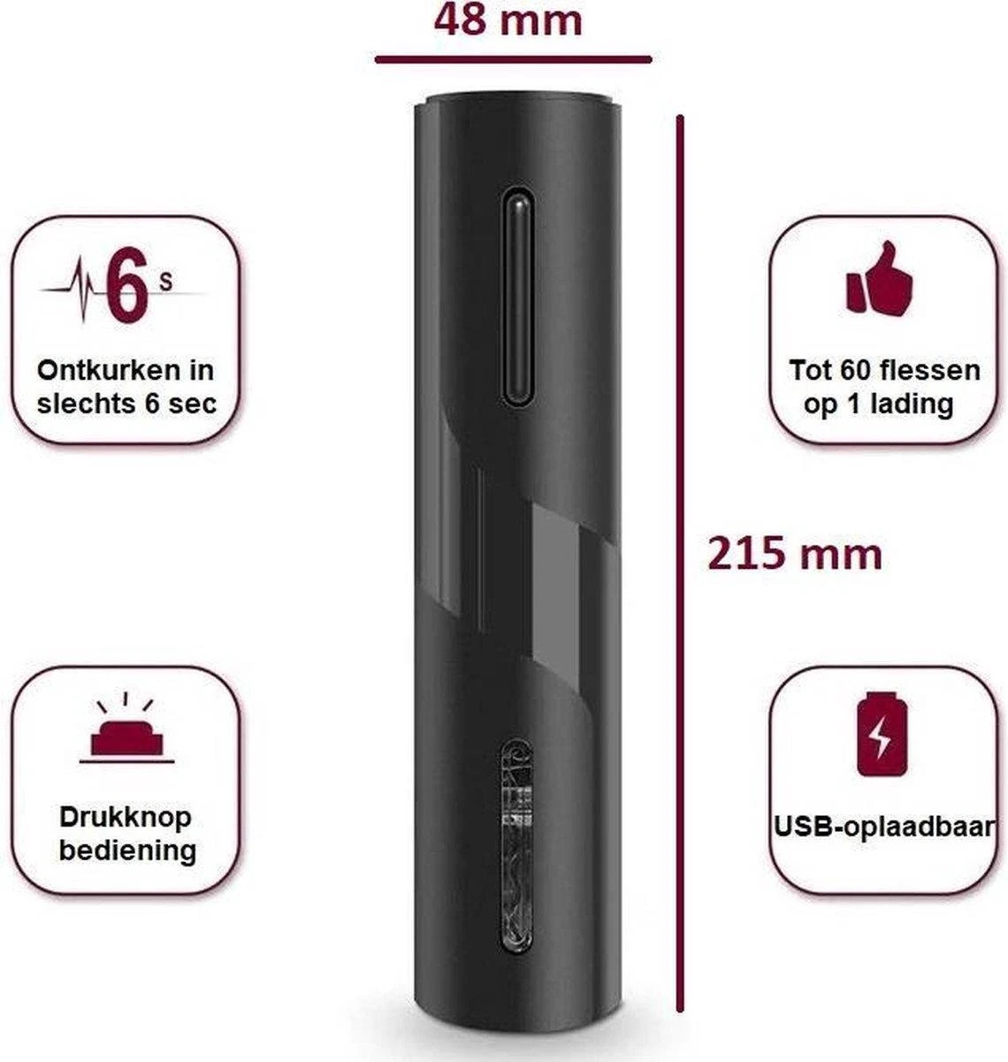 Elektrische Kurkentrekker Oplaadbaar - Wijnset - Wijn Accessoires 6 Elektrische Kurkentrekker Oplaadbaar - Wijnset - Wijn Accessoires - Afbeelding 4