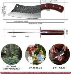 Slagersmes - Handmade - Hak Mes - BBQ - Mes - Mannen - Koken - BBQ Master - Carbon Staal - Stoer - Hak Bijltje - Handgemaakt - Koksmes - CADEAU TIP! -Skimask 1149x1200