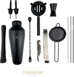 Perow - Cocktail Set - 10 Delig - Cocktail Shaker 600ml - Mat Zwart 15 Perow - Cocktail Set - 10 Delig - Cocktail Shaker 600ml - Mat Zwart -Skimask 1156x1200