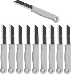 Solingen Schilmesje - RVS Glad - 16 Cm Met "Blade Cover" - Wit - 10 Stuks