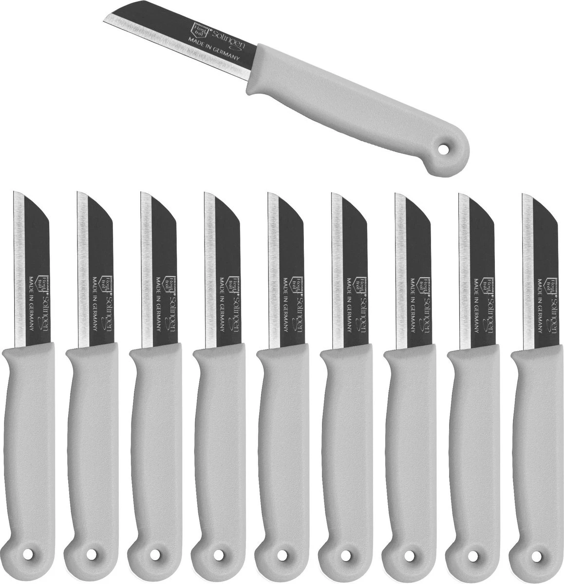 Solingen Schilmesje - RVS Glad - 16 Cm Met "Blade Cover" - Wit - 10 Stuks 3 Solingen Schilmesje - RVS Glad - 16 Cm Met "Blade Cover" - Wit - 10 Stuks