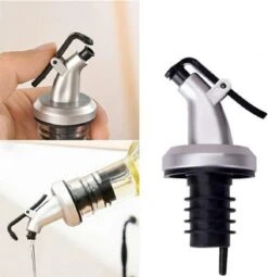 Luxe Schenktuit Set - Schenkdop Dispenser Voor Wijn/Azijn/Olijfolie/Sterke Drank/Likeur/Siroop/Cocktail/Olie - Wijnschenker - RVS Fles Dop Schenker Schenktuitje Maatschenker Trechter - Universeel - Lekvrij - Rubberen Afsluitring - Set Van 5 Stuks -Skimask 1164x1200 5