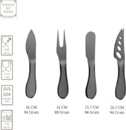 House Of Husk® Zwarte Kaasmessen Set - Kaasmesjes Roestvrijstaal - 7 Delig Inclusief Geschenkverpakking -Skimask 1167x1200 1