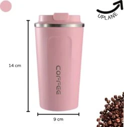 Thermosbeker - Koffiebeker To Go - Travel Mug - Dubbelwandig, RVS & Lekvrij - Thermosbeker Koffie - 380 ML – Roze -Skimask 1169x1200 4