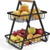 Fruitschaal Etagere 2 Lagen Voor Keuken - Large - 30x18x32 - Fruitmand Zwart Metaal - Keuken Organizer - Industrieel -Skimask 1172x1200 12
