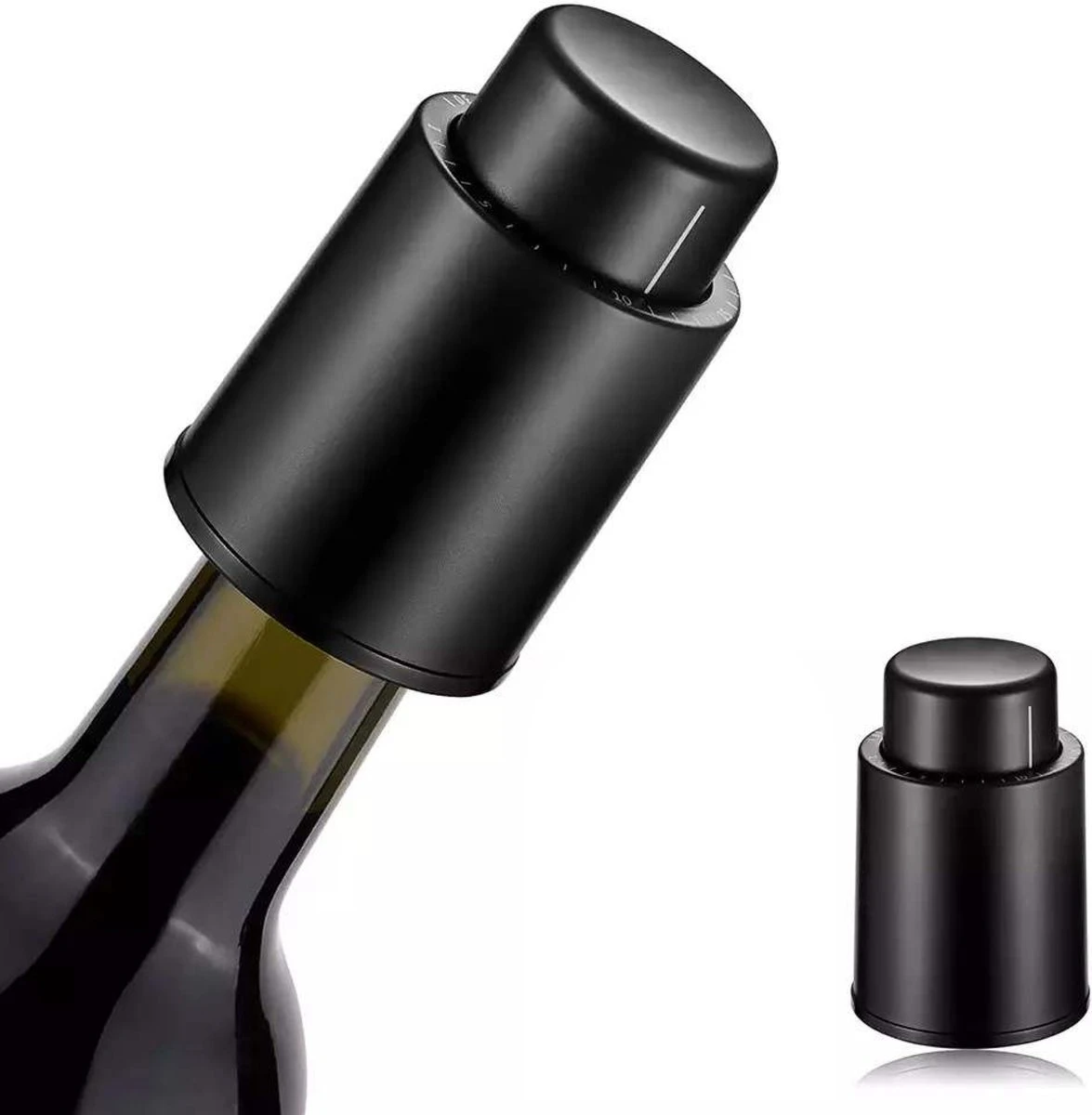 Happy Cook® Wijn Vacuümpomp - Wijnstopper – Wine Saver – Wijndop – Met Datumschaal - Zwart 3 Happy Cook® Wijn Vacuümpomp - Wijnstopper – Wine Saver – Wijndop – Met Datumschaal - Zwart