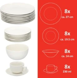 Alpina Tafelservies - Serviesset 40-delig - 8 Persoons - Vaatwasserbestendig - Geschikt Voor Magnetron - Wit -Skimask 1175x1200 5