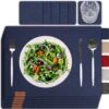Sølmo I 6st Premium Vilt Placemats Placemat 42x32 Cm Afwasbaar Vilt Placemats Coasters Plaat Placemats + Glas Coasters Echt Hout Tafel Geschikt Blauw, Nacht Blauw -Skimask 1180x1200 9