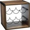 Houten Flessenrek/wijnrek Voor 6 Flessen 31 X 31 X 31 Cm Donkerbruin - Wijnfles Houder