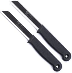 Merkloos Solingen Kartelmes - Tomatenmes Met Kartel - RVS - 18,5 Cm Met "Blade Cover" - Zwart - 2 Stuks