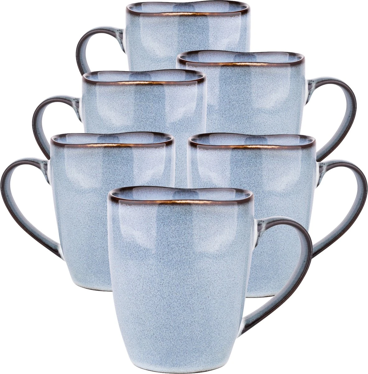 Koffiekopjes - Cappuccino Kop - Theemok - Koffiebeker - Blauw - 320ml - Set Van 6 3 Koffiekopjes - Cappuccino Kop - Theemok - Koffiebeker - Blauw - 320ml - Set Van 6