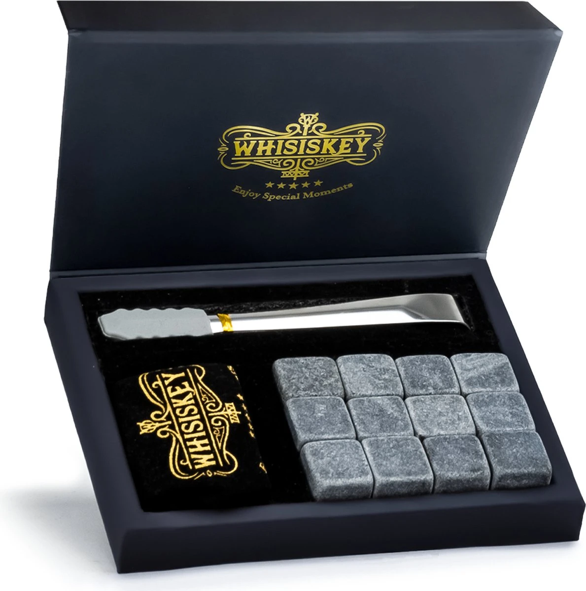 Whisiskey Luxe Whiskey Stones Set - 12 Stuks - Natuursteen Whiskey Stenen Voor Glazen - IJsblokjes - Ijstang - Fluwelen Opbergzak - Herbruikbare IJsblokjes - IJklontjes Steen - Ice Cube - Cadeau Voor Man & Vrouw 4 Whisiskey Luxe Whiskey Stones Set - 12 Stuks - Natuursteen Whiskey Stenen Voor Glazen - IJsblokjes - Ijstang - Fluwelen Opbergzak - Herbruikbare IJsblokjes - IJklontjes Steen - Ice Cube - Cadeau Voor Man & Vrouw - Afbeelding 2