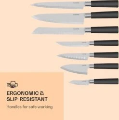 Klarstein Kitano 8-delige Messenset Met Blok - 7 Precisie Messen - Lemmeten Van Roestvrij Staal - Japans Design -Skimask 1190x1200 2