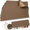 Sølmo I Designer Placemat PU Leather, Hittebestendig Twee Kleuren I 4st Placemat Wipeable With Coaster, Placemat Leather, Place Mat, Placemat Leather, Placemat Kids (Brown/Gold) -Skimask 1190x1200 25
