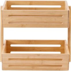 Merkloos Decopatent® 2 Laags Dubbele Fruitschaal - Bamboe Hout - Staande Fruitmand Etagere - Afm: 32 X 19.5 X 23 Cm. -Skimask 1191x1200 24