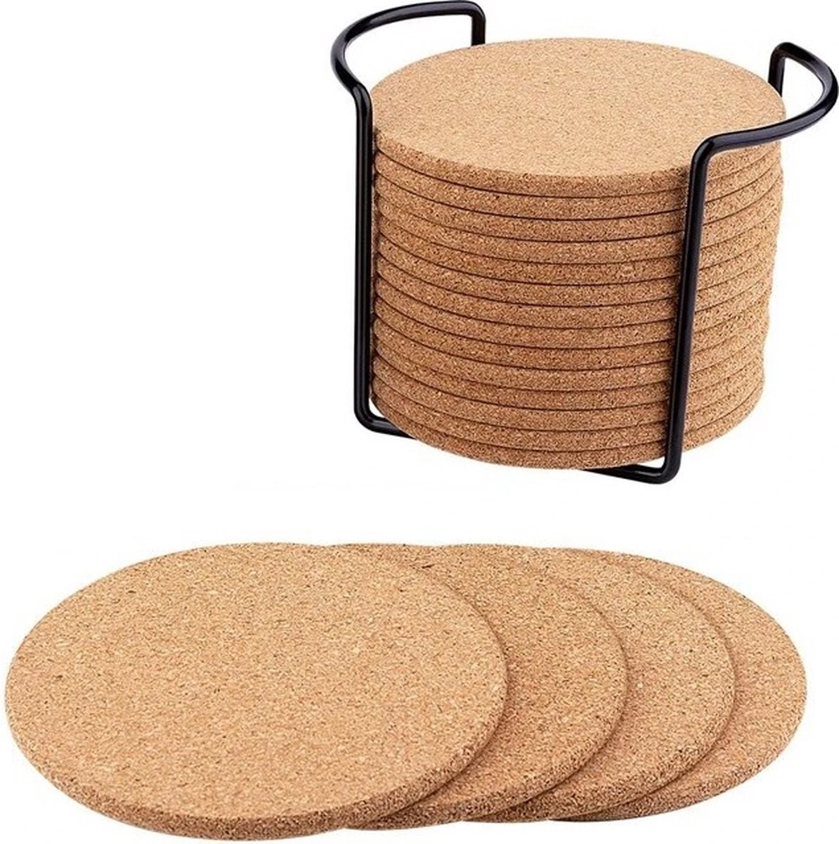 Merkloos Kurken Onderzetters Voor Glazen En Bekers Met Houder – Set Van 16 Kurk Onderzetters – Ø 10cm - Onderleggers - Hittebestendig - Rond – Duurzaam 3 Merkloos Kurken Onderzetters Voor Glazen En Bekers Met Houder – Set Van 16 Kurk Onderzetters – Ø 10cm - Onderleggers - Hittebestendig - Rond – Duurzaam